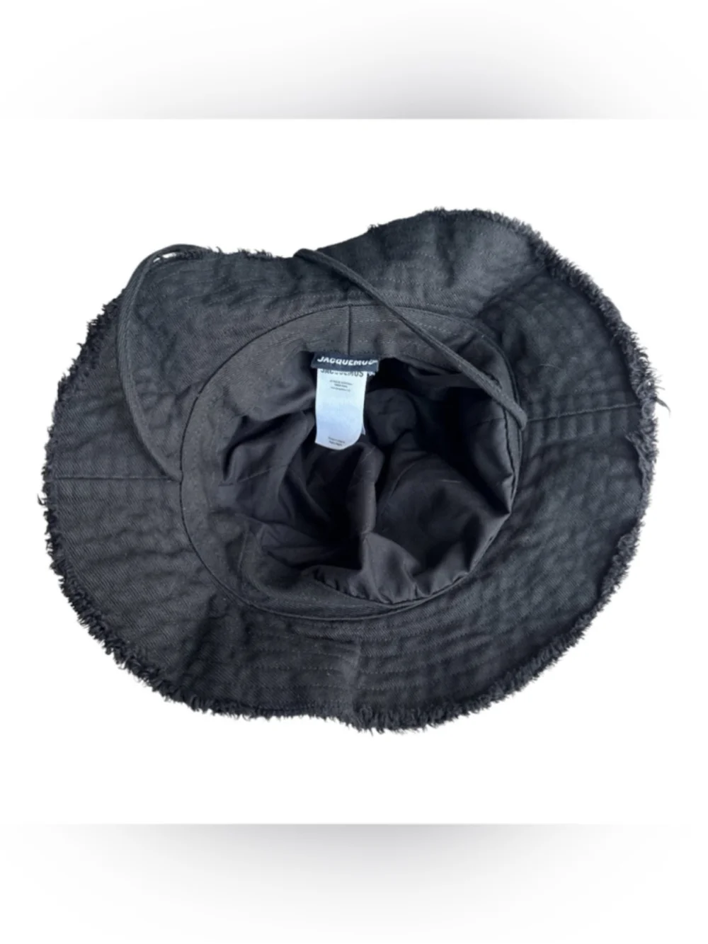 Jacquemus Le Bob Artichaut Black Frayed Bucket Hat Cotton Twill Sz 58 Unisex